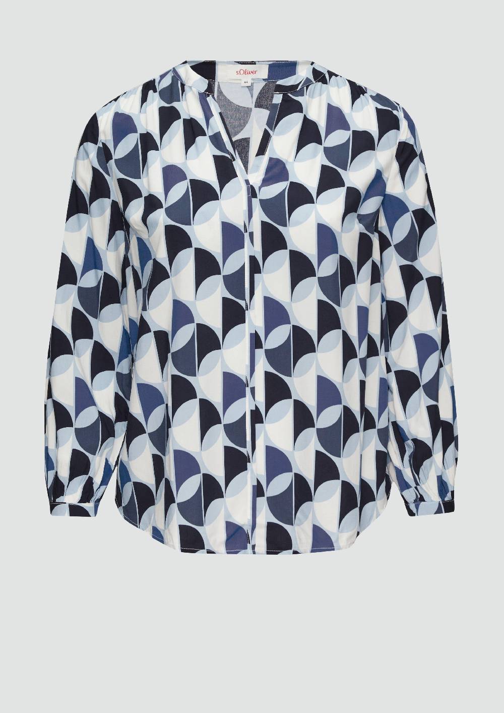 s.Oliver Viskose-Bluse mit Raffdetails und All-over-Print Auslauf