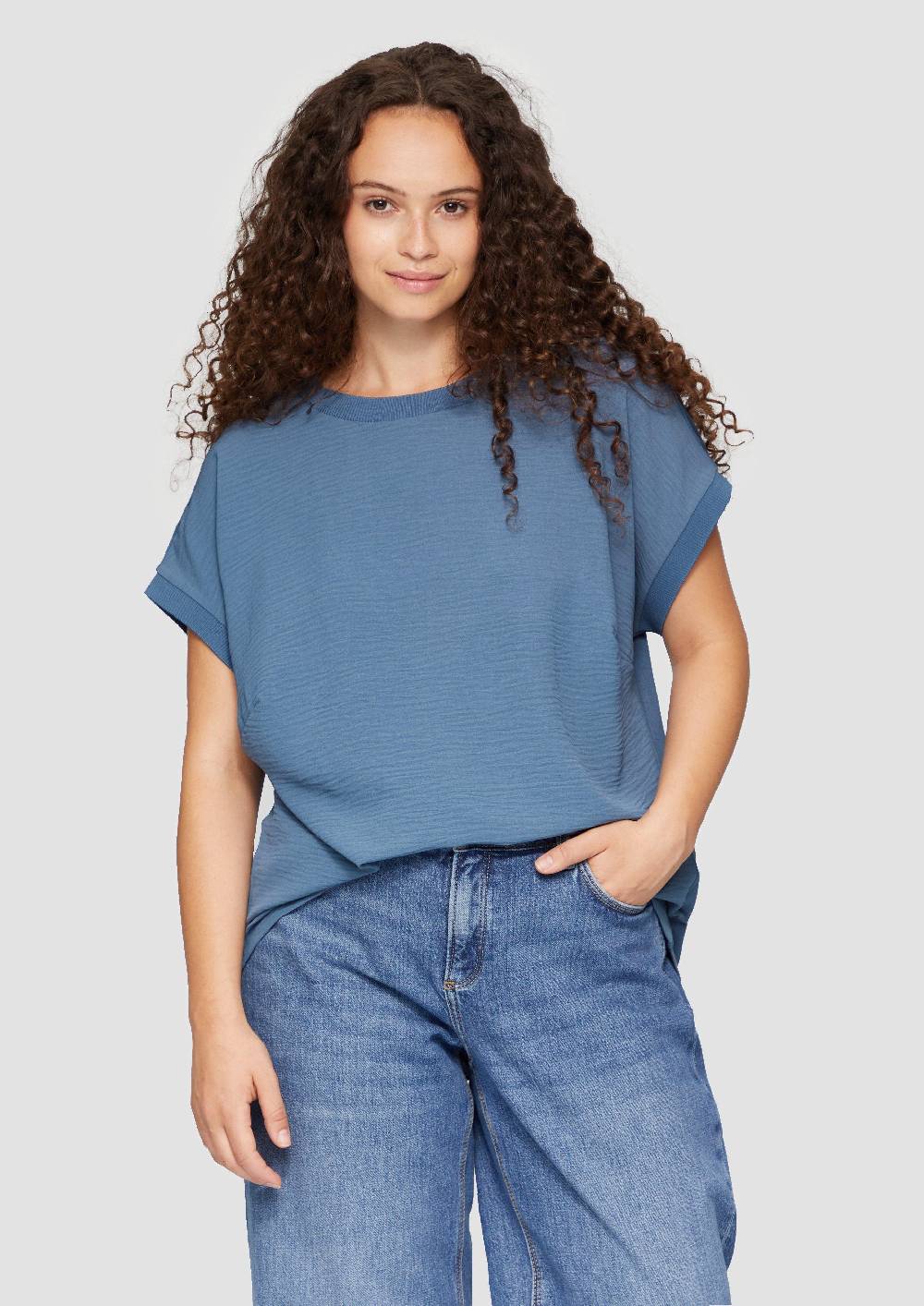 s.Oliver Materialmix-T-Shirt im Loose Fit Kostenloser Versand