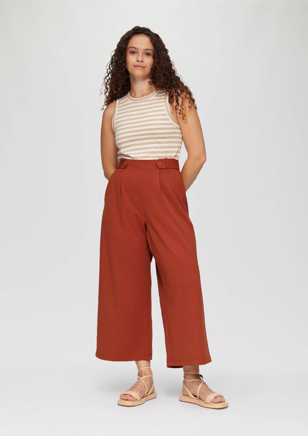 s.Oliver Elastische Wide-Leg-Hose aus Crêpe Saisonschlussverkauf