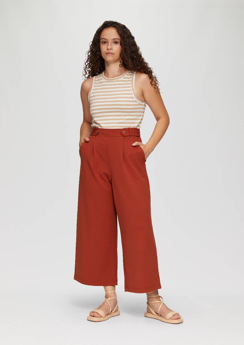 s.Oliver Elastische Wide-Leg-Hose aus Crêpe Saisonschlussverkauf