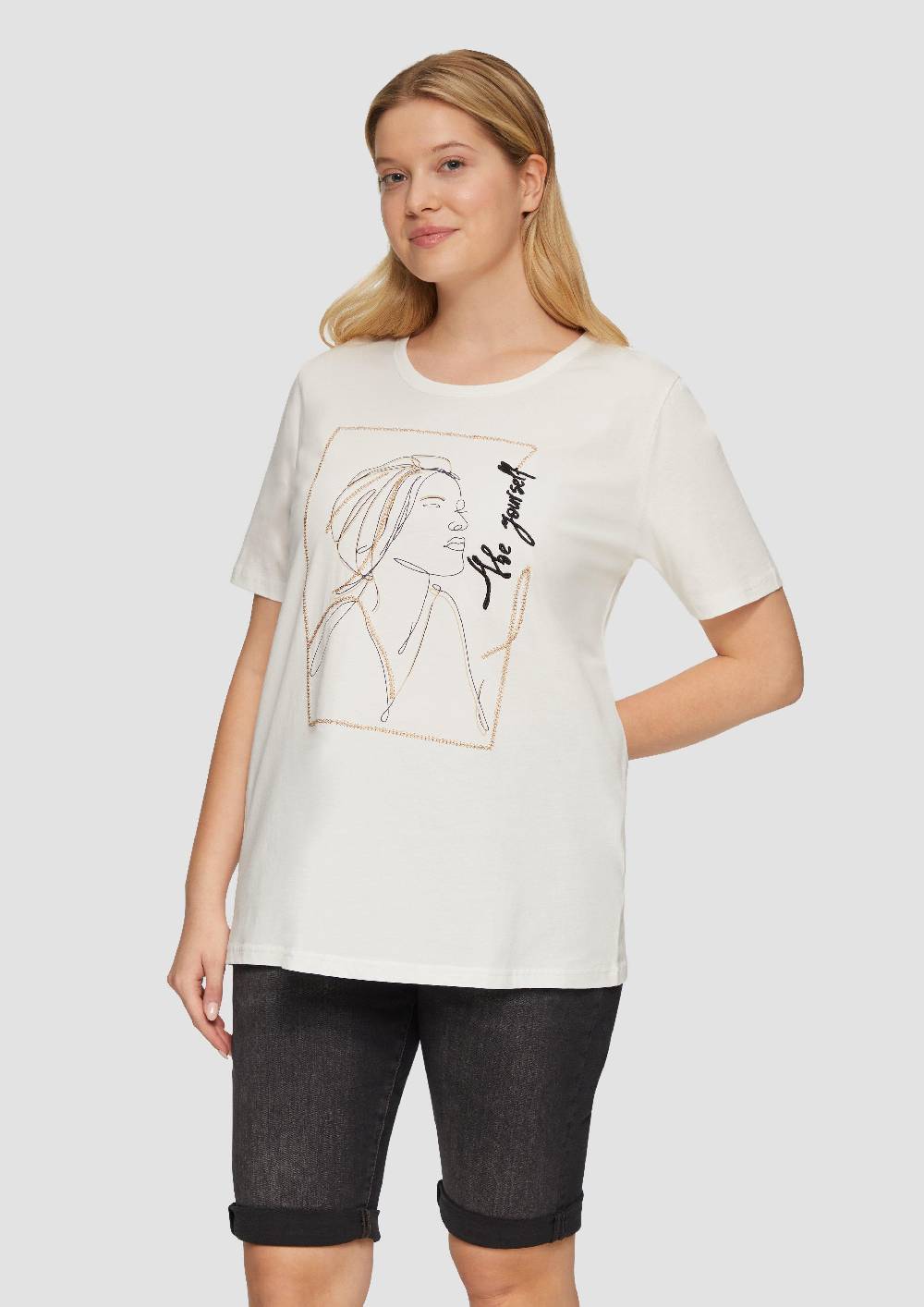 s.Oliver T-Shirt mit Stickerei-Artwork Neueste Mode