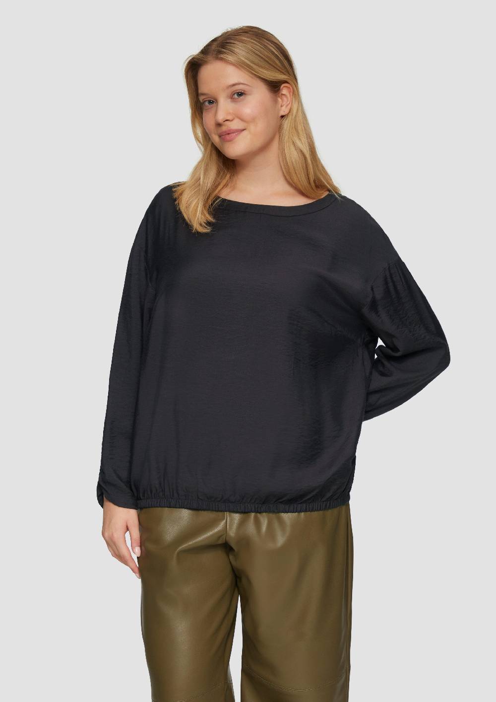 s.Oliver Viskose-Bluse mit elastischem Saum Online Outlet