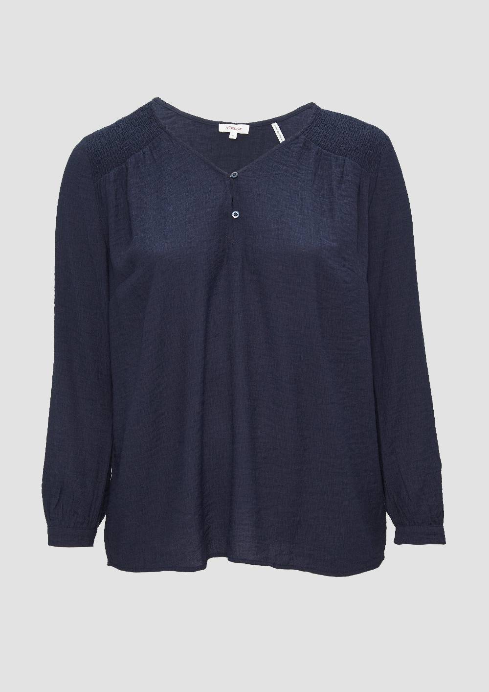 s.Oliver Strukturierte Bluse aus Viskosemix mit Smok Detail Exklusive Angebote