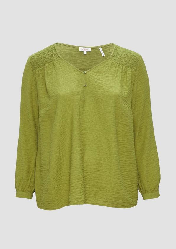 s.Oliver Strukturierte Bluse aus Viskosemix mit Smok Detail Räumungsverkauf