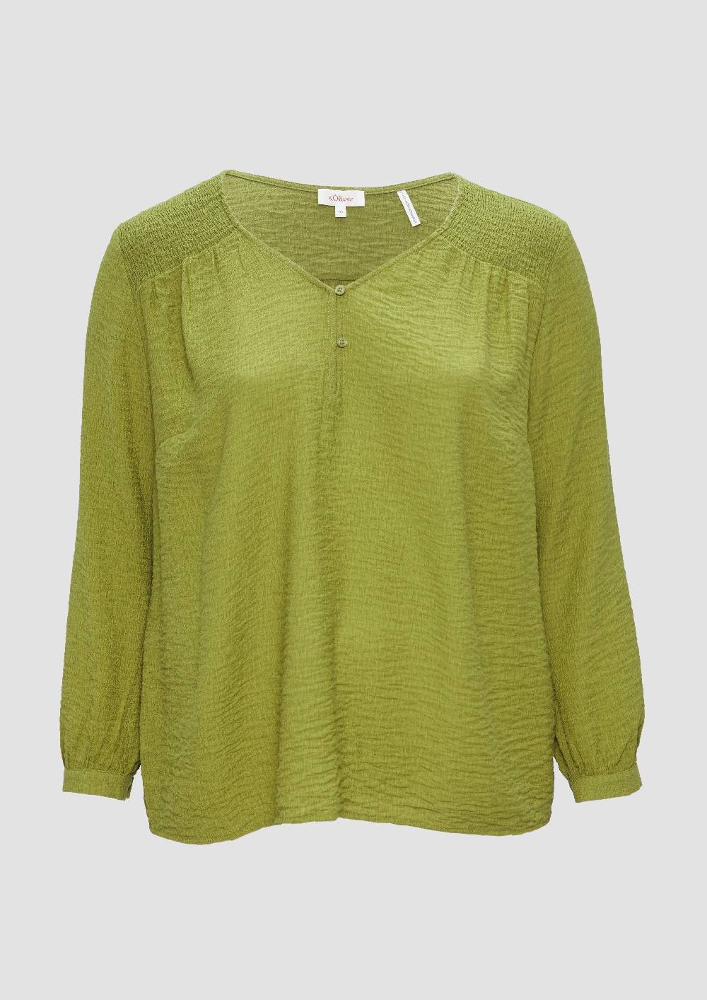 s.Oliver Strukturierte Bluse aus Viskosemix mit Smok Detail Räumungsverkauf