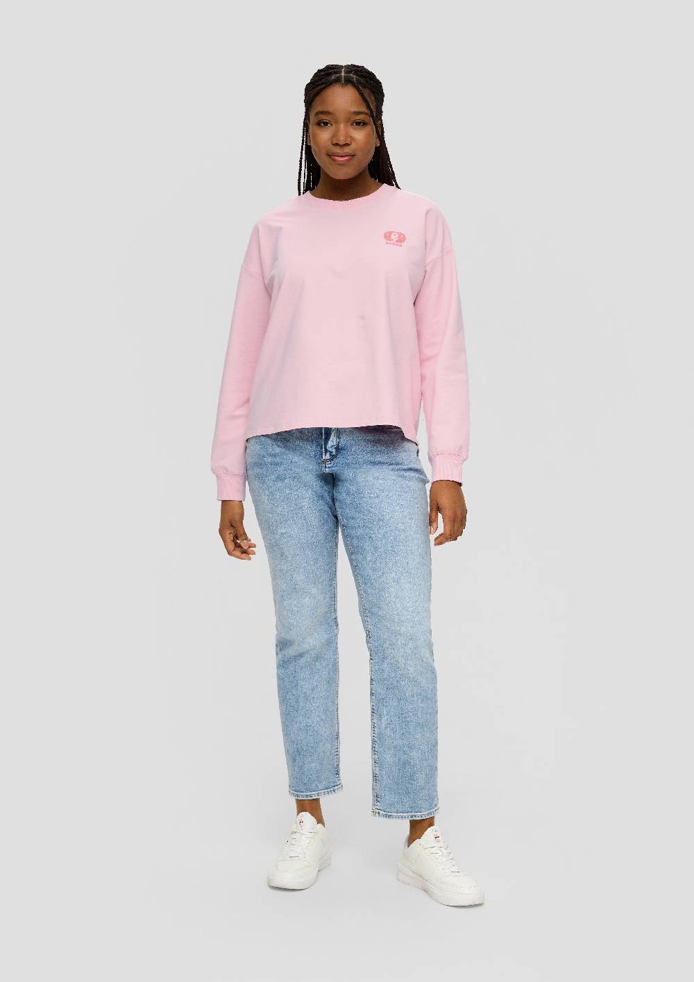 s.Oliver Sweatshirt im Boxy Cut mit Rückenprint Kostenlose Rückgabe