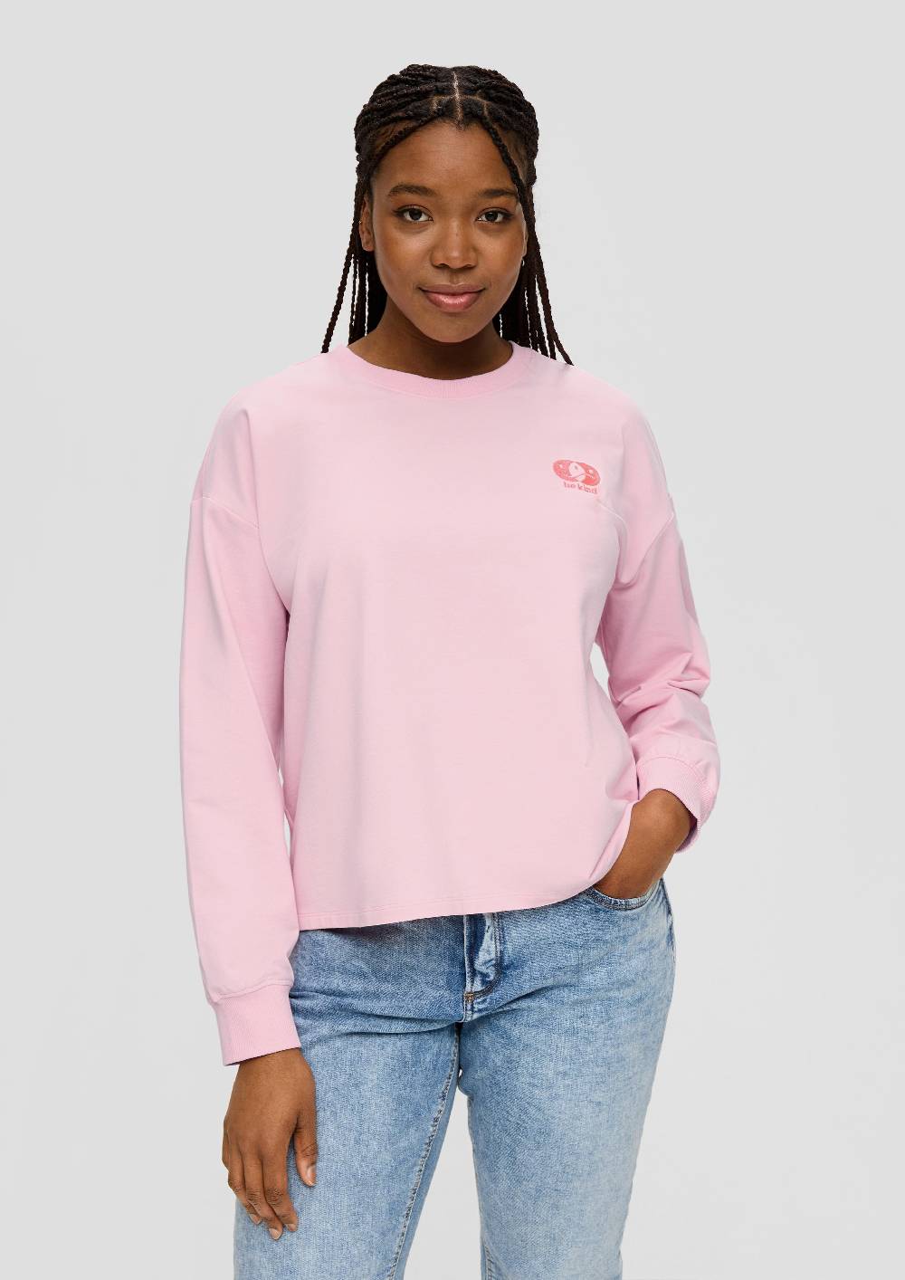 s.Oliver Sweatshirt im Boxy Cut mit Rückenprint Kostenlose Rückgabe