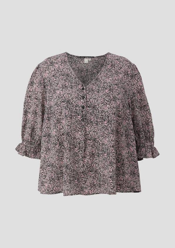 s.Oliver Kurze, gemusterte Bluse mit Raffung Bis zu 60% Rabatt