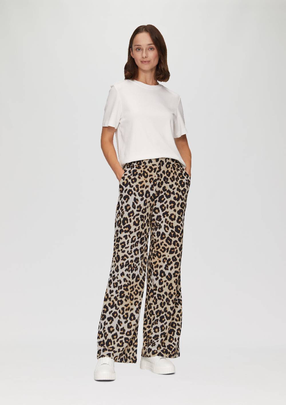 s.Oliver Hose mit Wide Leg aus strukturiertem Jersey Limitierter Zeitrabatt