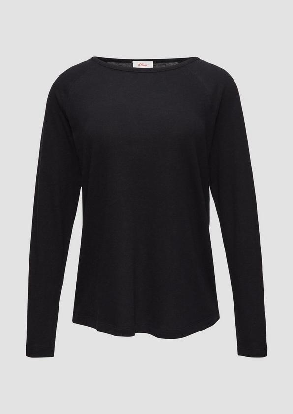 s.Oliver Langarmshirt mit Flammgarnstruktur und Raglanärmeln Black Friday