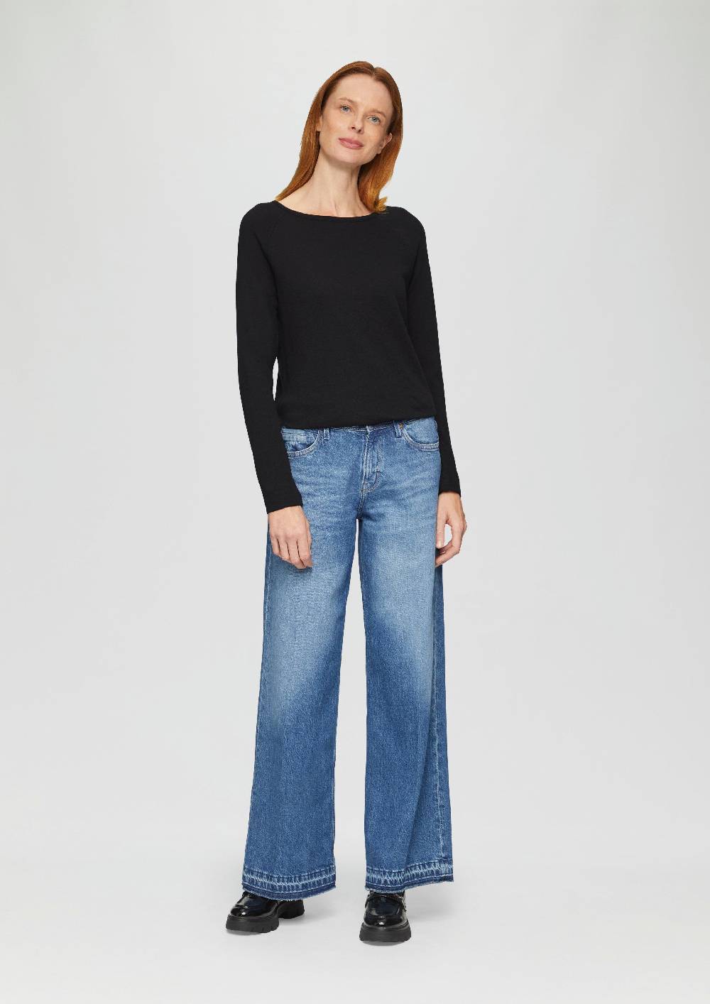 s.Oliver Langarmshirt mit Flammgarnstruktur und Raglanärmeln Black Friday