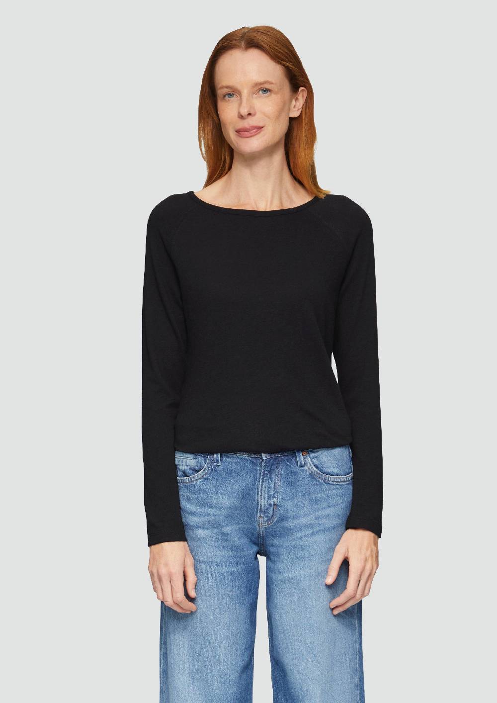 s.Oliver Langarmshirt mit Flammgarnstruktur und Raglanärmeln Black Friday