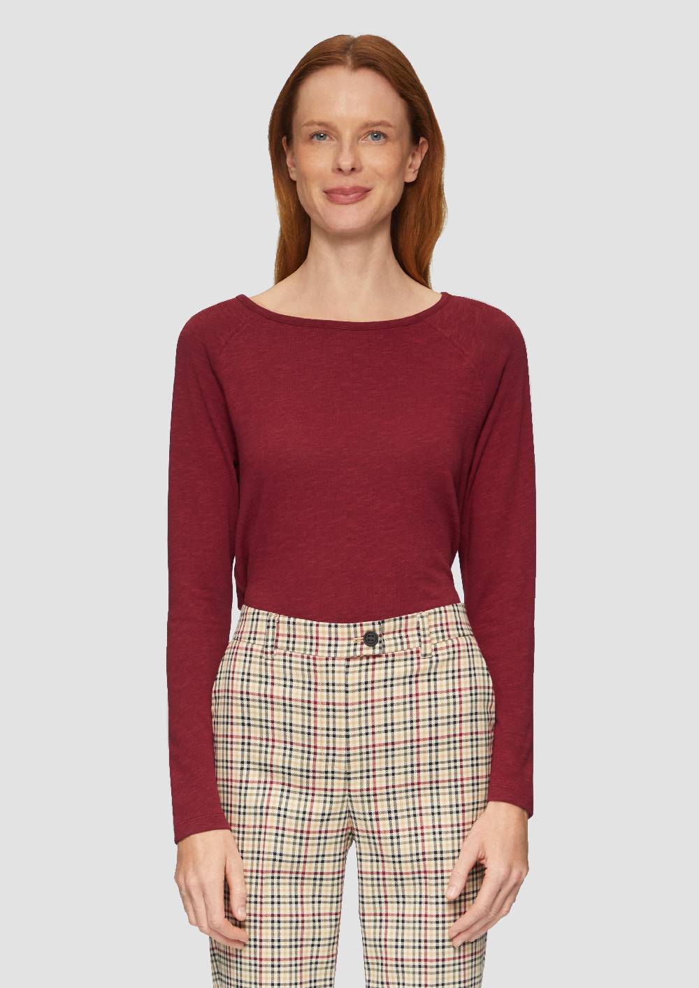s.Oliver Langarmshirt mit Flammgarnstruktur und Raglanärmeln Weihnachtsangebot