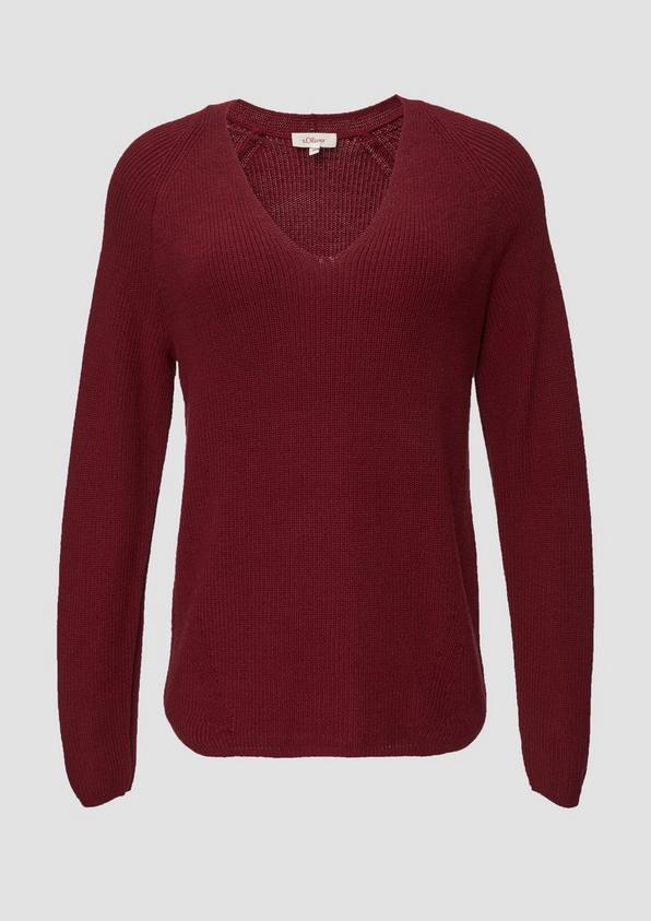 s.Oliver Strickpullover mit V-Ausschnitt aus Baumwollmix VIP-Rabatte