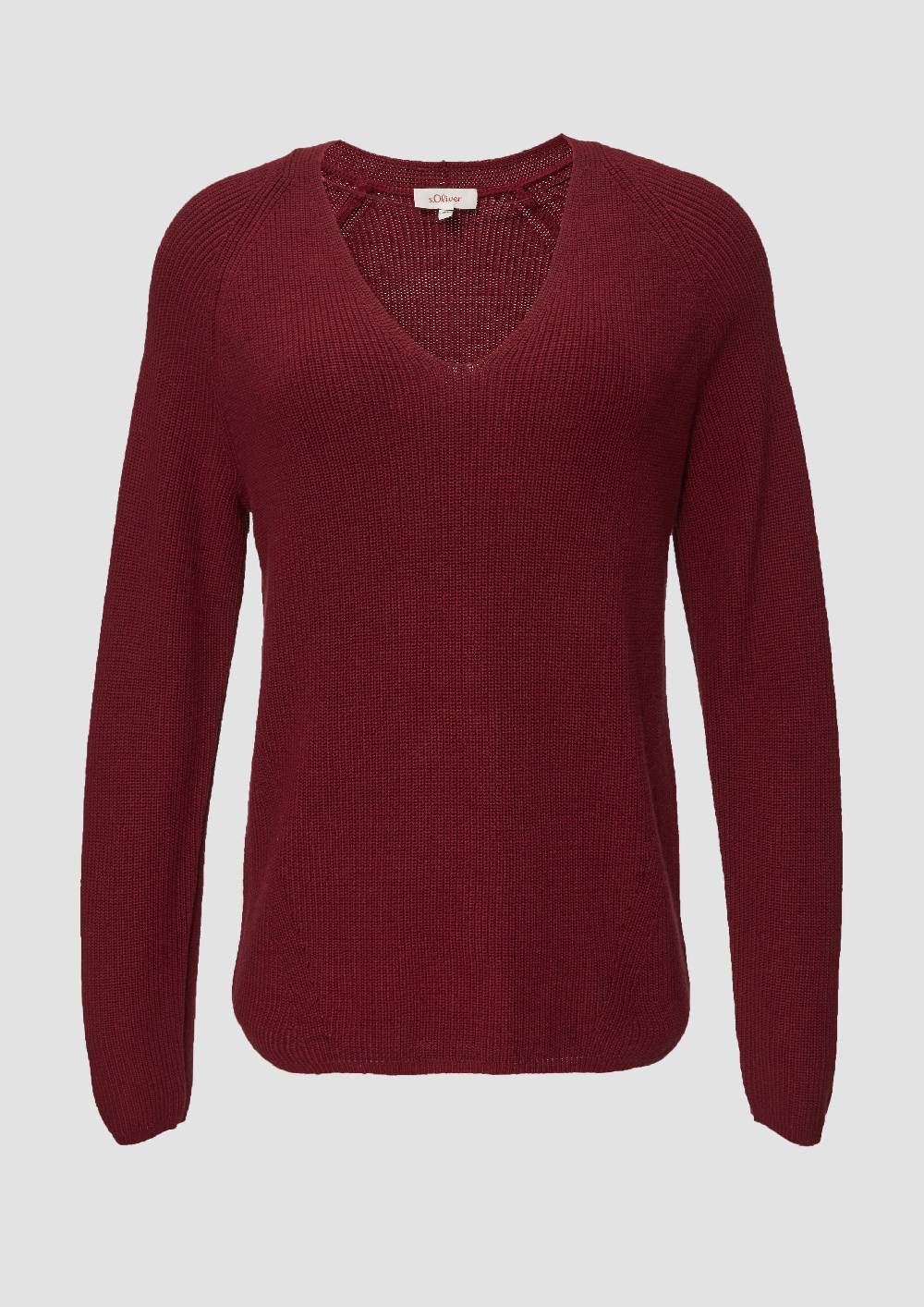 s.Oliver Strickpullover mit V-Ausschnitt aus Baumwollmix VIP-Rabatte