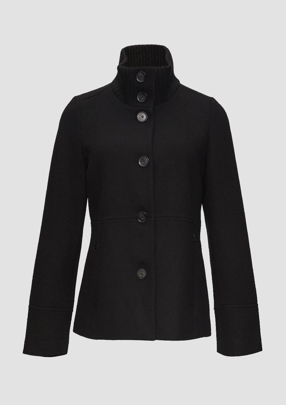 s.Oliver Twilljacke mit Strick-Stehkragen und Eingrifftaschen Kostenlose Rückgabe