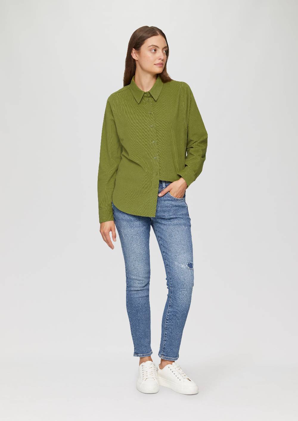 s.Oliver Cordbluse im Relaxed Fit mit Naht-Details Begrenzte Freigabe