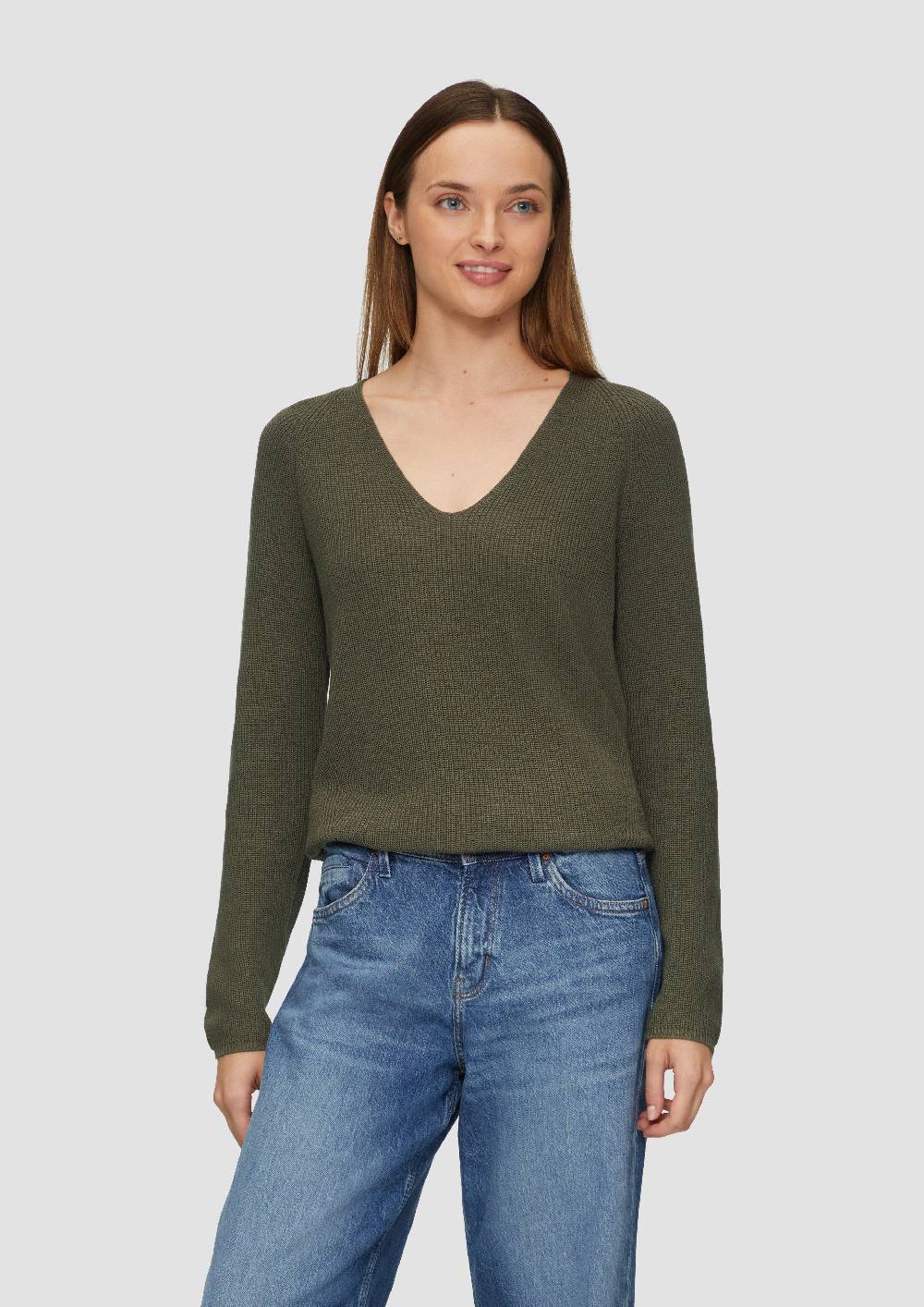 s.Oliver Strickpullover mit V-Ausschnitt und Raglan-Ärmeln Zeitbegrenzte Promotion