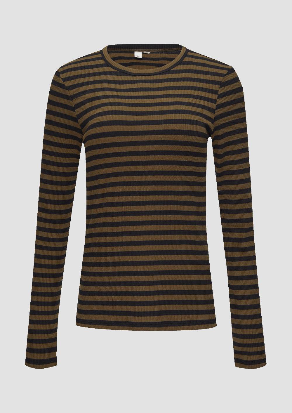 s.Oliver Geripptes Longsleeve im Slim Fit Nur für heute