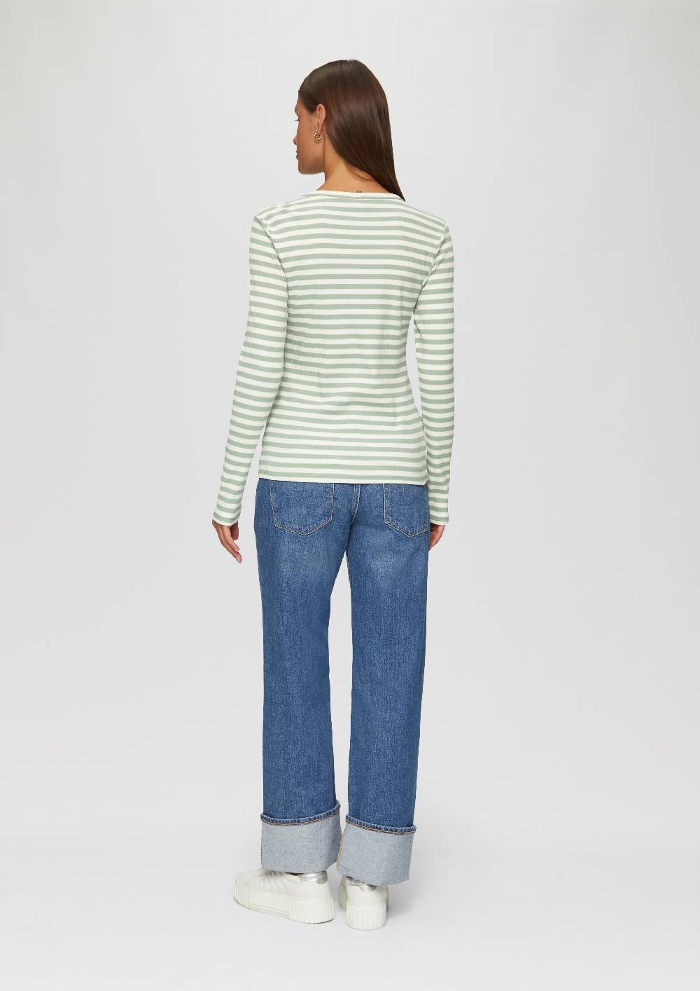s.Oliver Geripptes Longsleeve im Slim Fit Sonderangebot der Fabrik