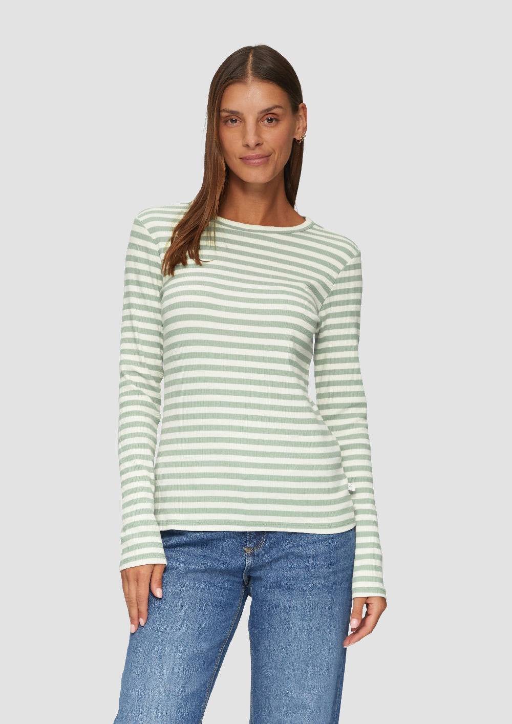 s.Oliver Geripptes Longsleeve im Slim Fit Sonderangebot der Fabrik