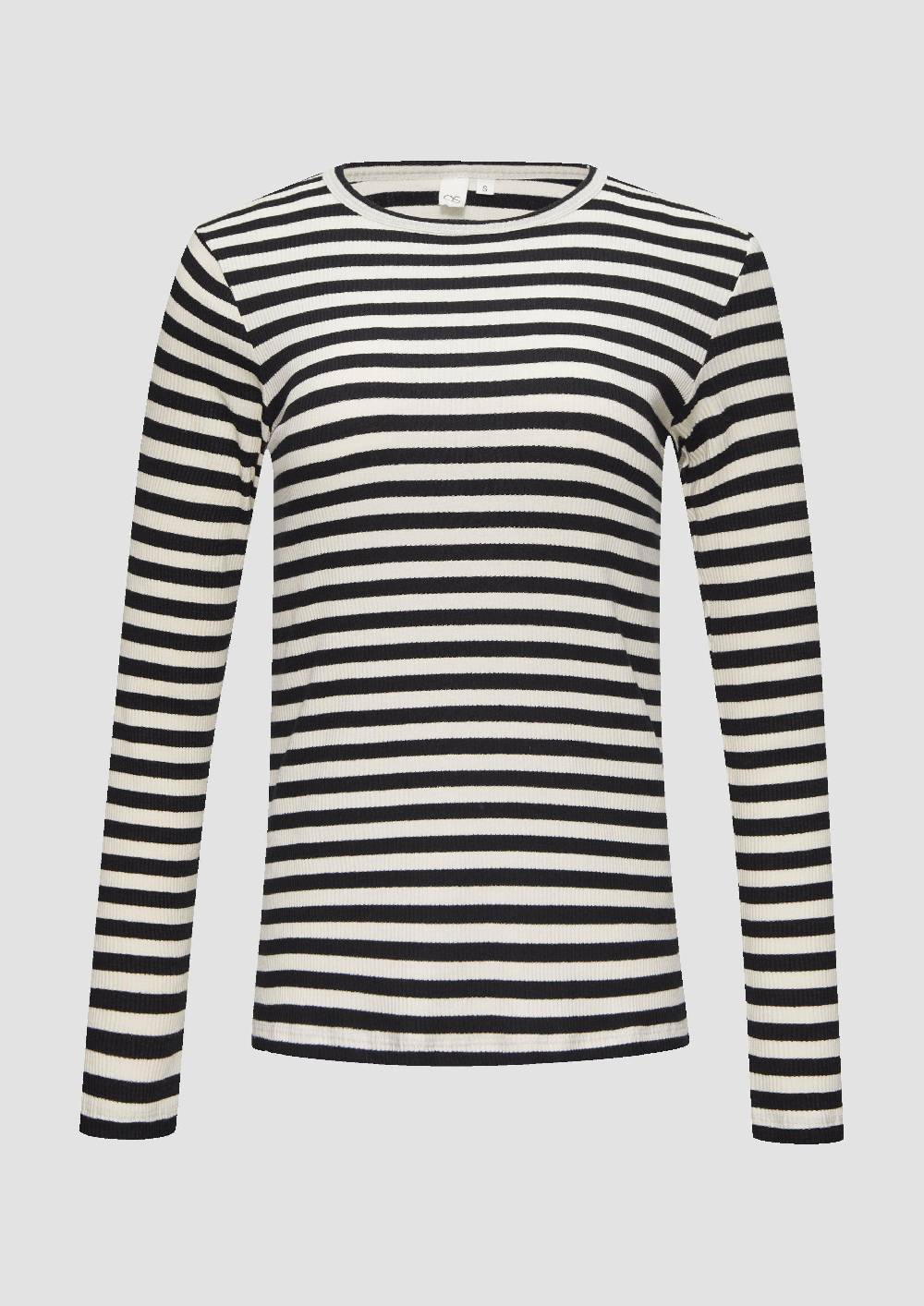 s.Oliver Geripptes Longsleeve im Slim Fit Vierteljährliche Förderung