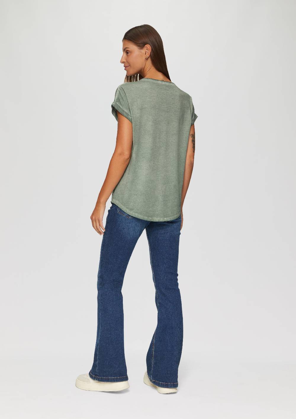 s.Oliver Gewaschenes T-Shirt mit Frontprint 50% Rabatt mit kostenlosem Versand
