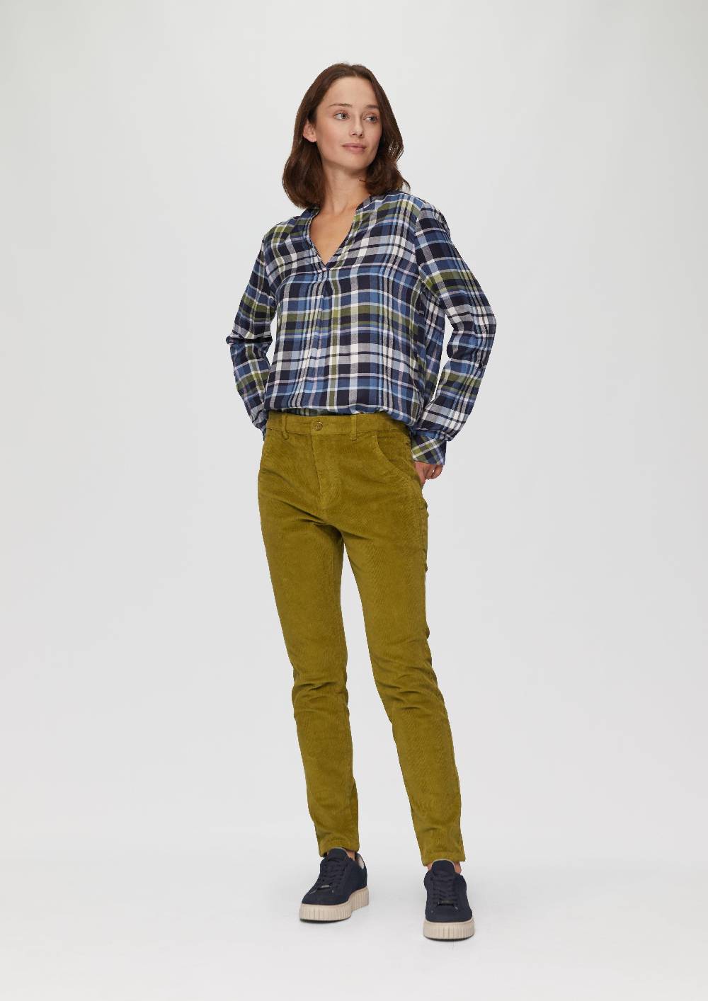 s.Oliver Karierte Bluse aus Viskosemix und Krempel-Detail Clearance-Verkauf