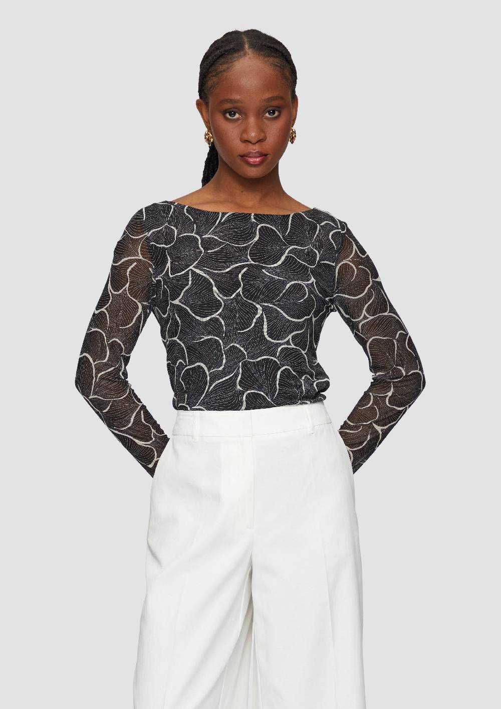 s.Oliver Mesh-Shirt mit U-Boot-Ausschnitt Speichern exportieren
