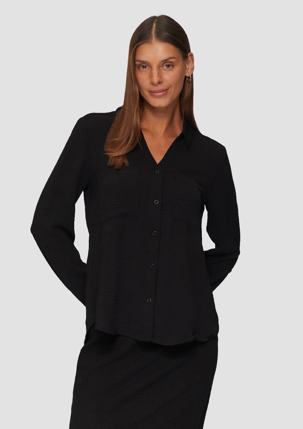 s.Oliver Crêpe-Bluse mit Brusttaschen 50% Rabatt für begrenzte Zeit