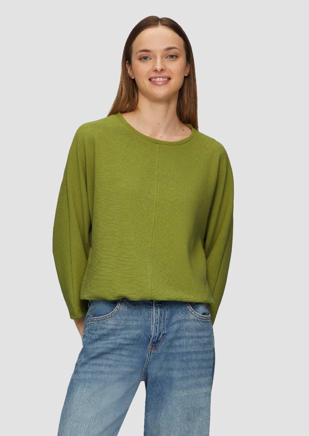 s.Oliver Strukturiertes Sweatshirt mit Fledermausarm im O-Shape Online