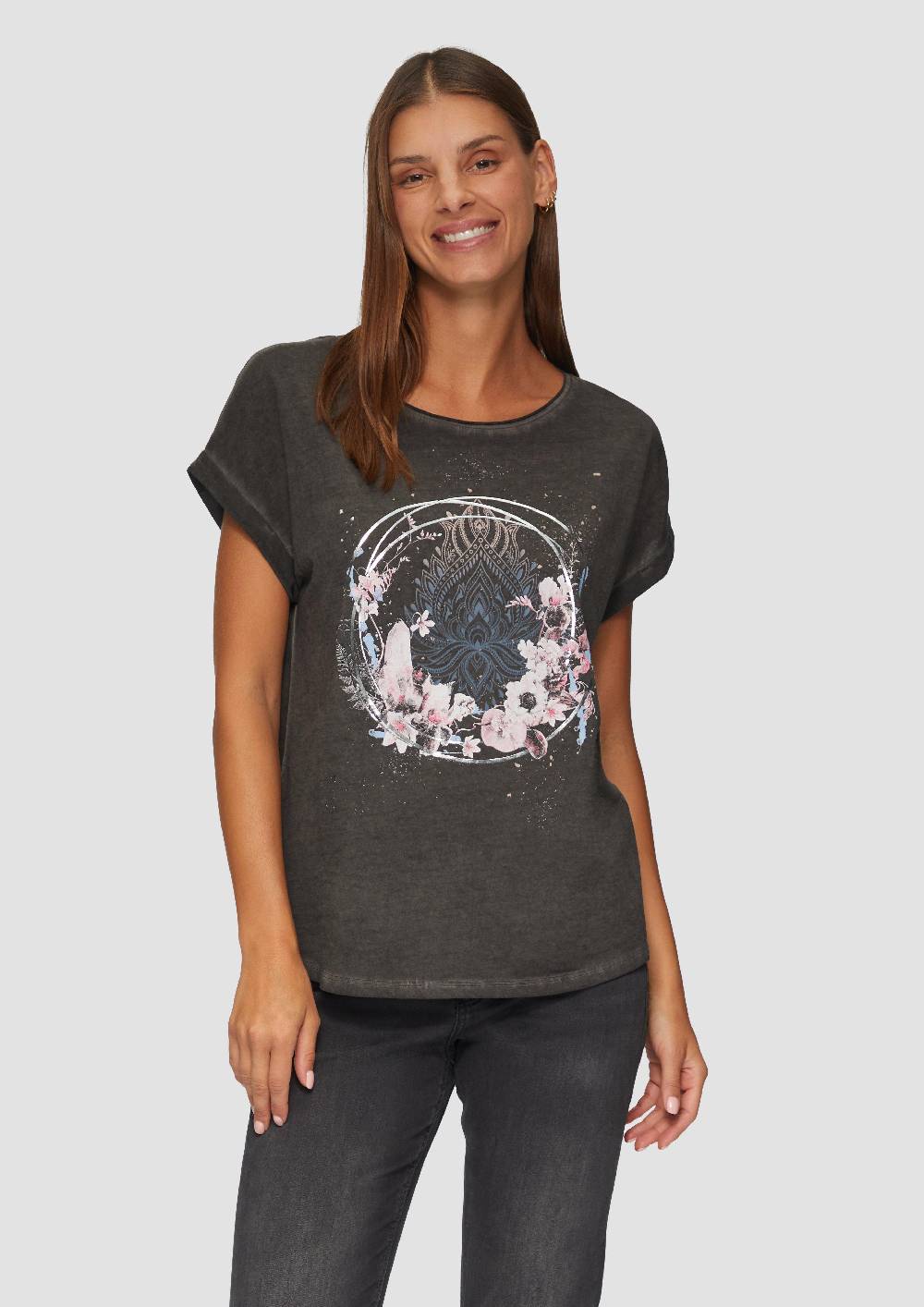 s.Oliver Gewaschenes T-Shirt mit Frontprint Verkauf