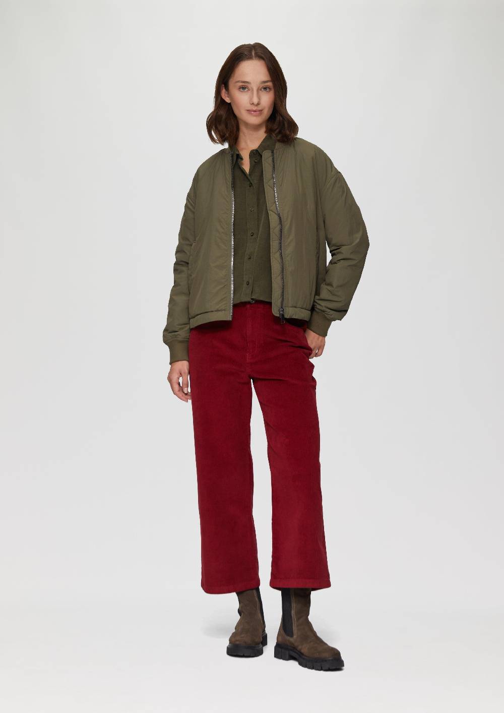 s.Oliver Cordbluse im Relaxed Fit mit Naht-Details Fabrikverkauf