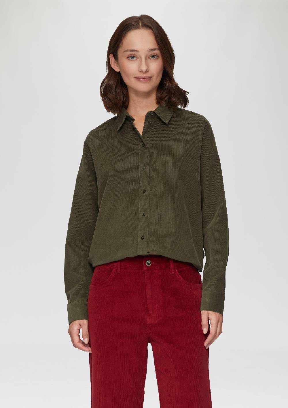 s.Oliver Cordbluse im Relaxed Fit mit Naht-Details Fabrikverkauf