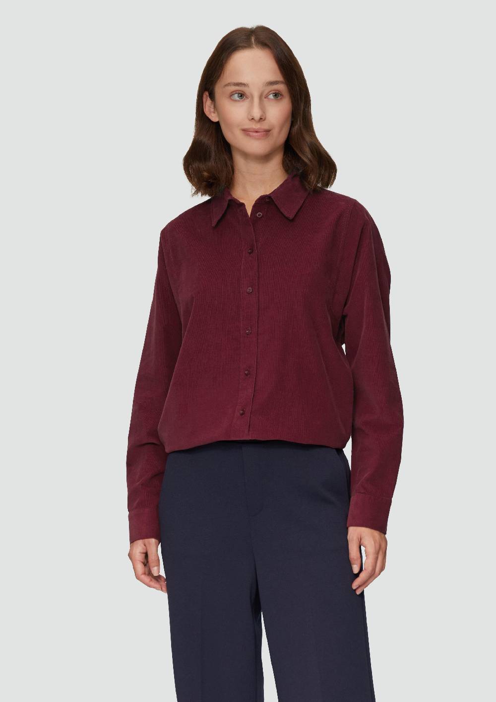 s.Oliver Cordbluse im Relaxed Fit mit Naht-Details Blitzverkäufe