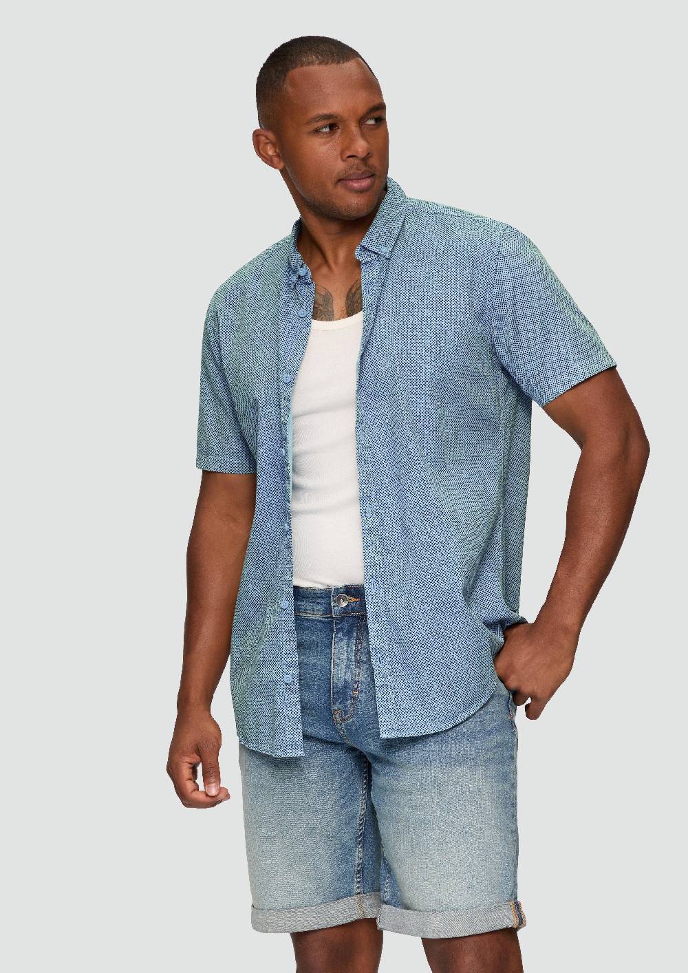 s.Oliver Regular: Kurzarmhemd mit All-over-Print Sonderangebot