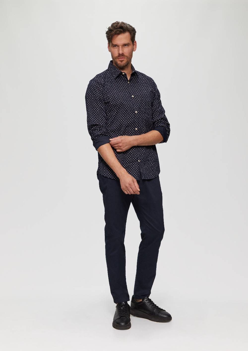s.Oliver Slim Fit: Gemustertes Hemd aus Baumwollmix Exklusivangebot