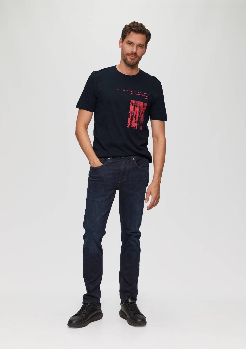 s.Oliver Printshirt aus Baumwolle mit Flammgarnstruktur Weihnachtsangebot
