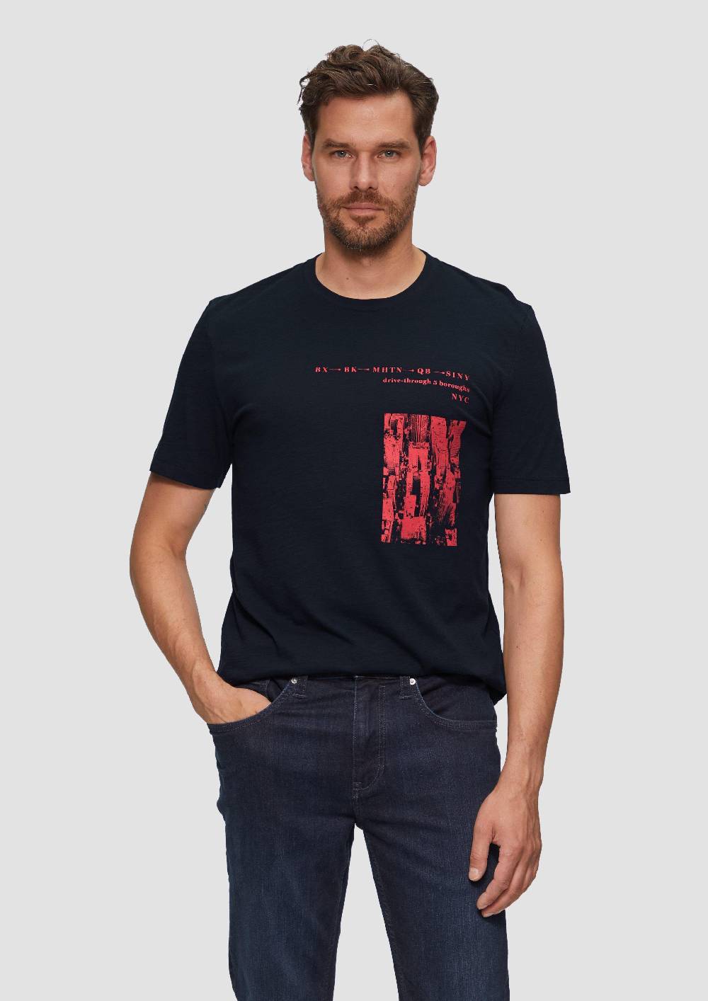 s.Oliver Printshirt aus Baumwolle mit Flammgarnstruktur Weihnachtsangebot