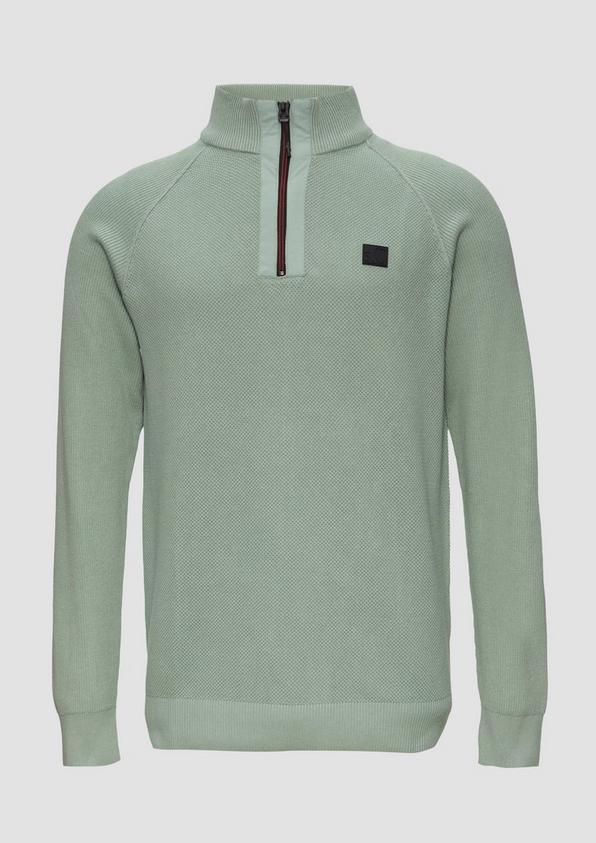 s.Oliver Strickpullover mit Troyer-Kragen und Strukturmix Top Angebot
