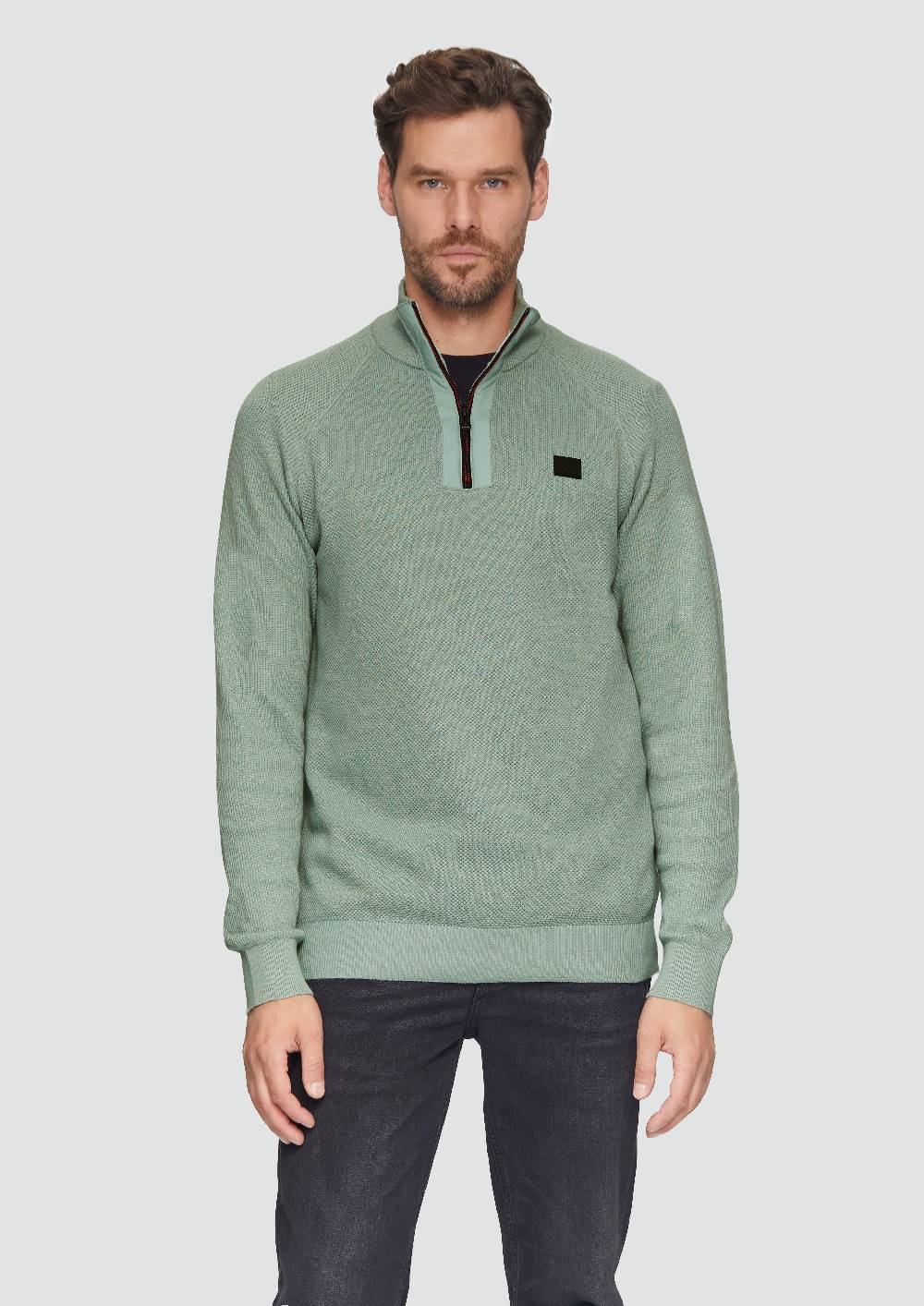 s.Oliver Strickpullover mit Troyer-Kragen und Strukturmix Top Angebot