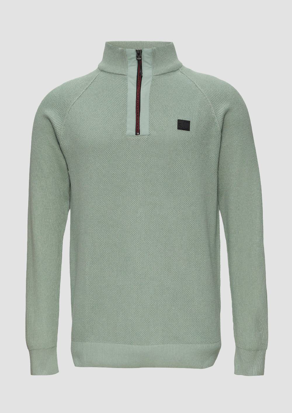 s.Oliver Strickpullover mit Troyer-Kragen und Strukturmix Top Angebot
