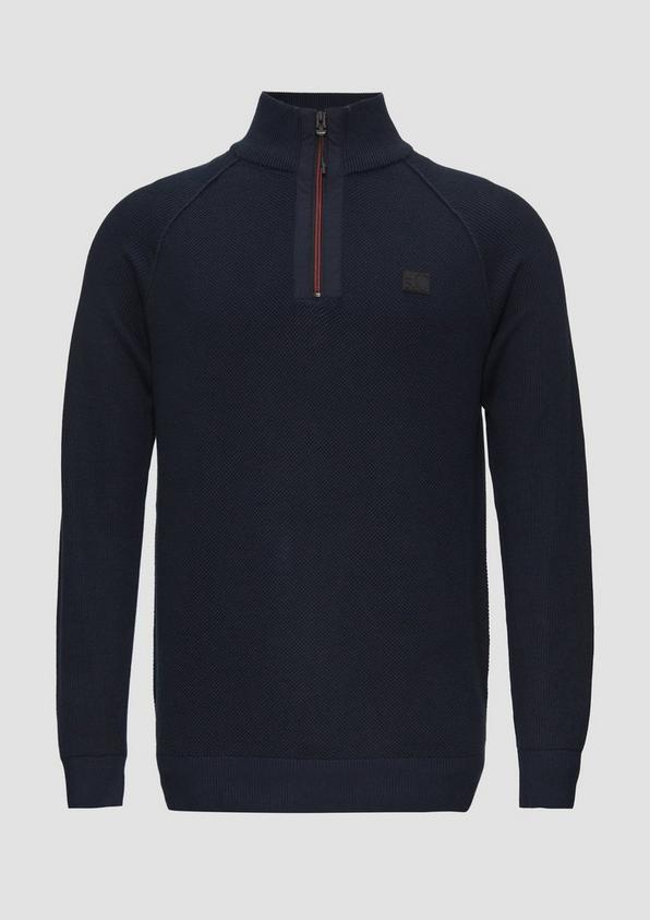 s.Oliver Strickpullover mit Troyer-Kragen und Strukturmix Neueste Mode