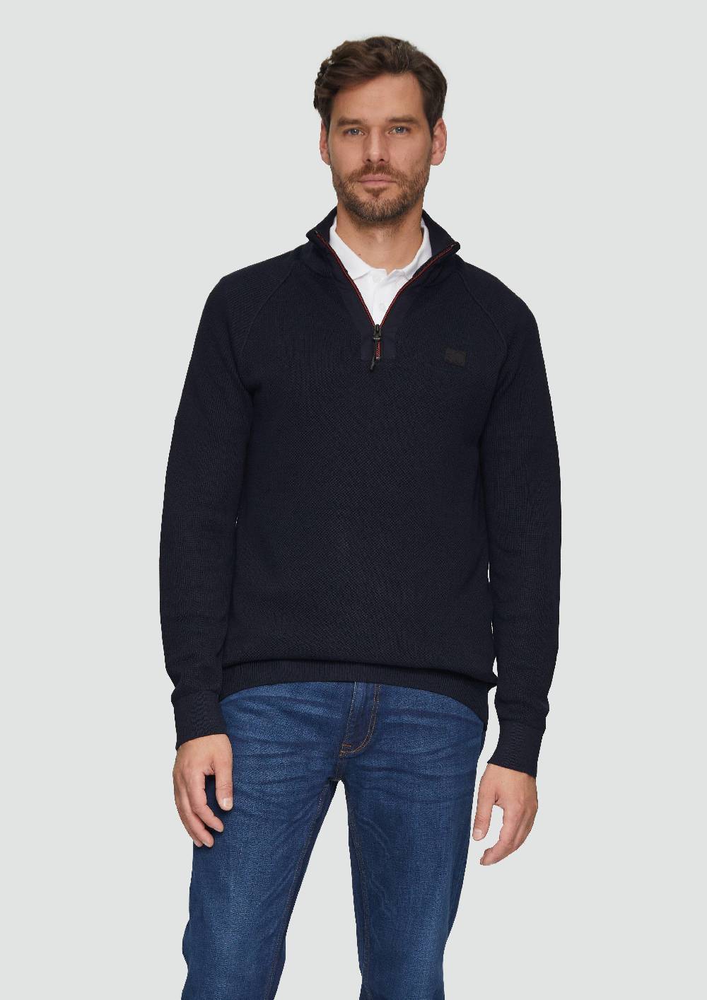s.Oliver Strickpullover mit Troyer-Kragen und Strukturmix Neueste Mode