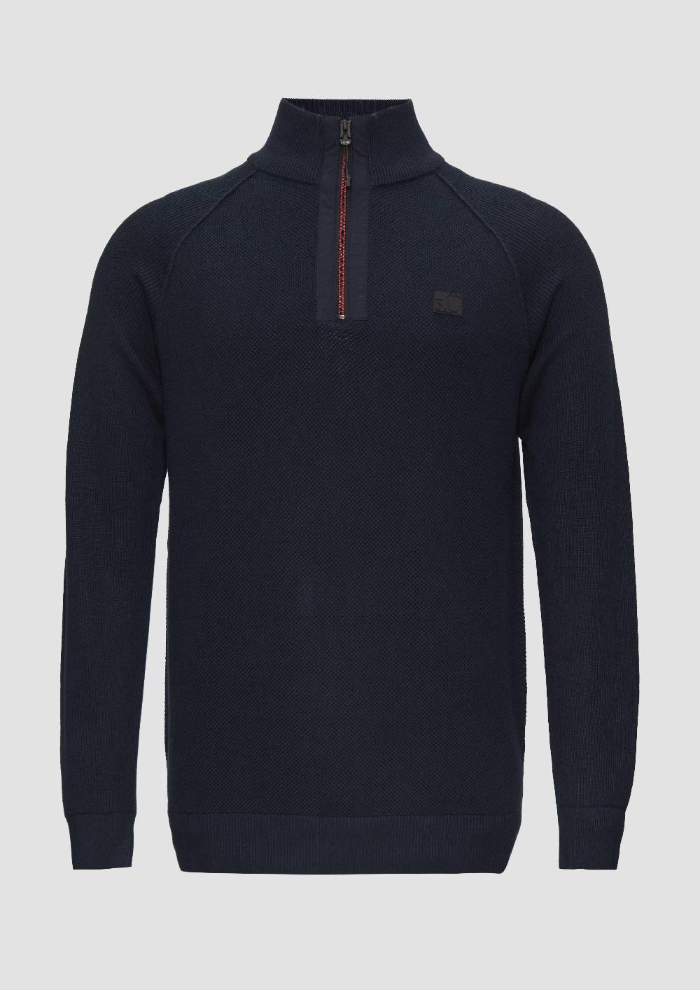 s.Oliver Strickpullover mit Troyer-Kragen und Strukturmix Neueste Mode