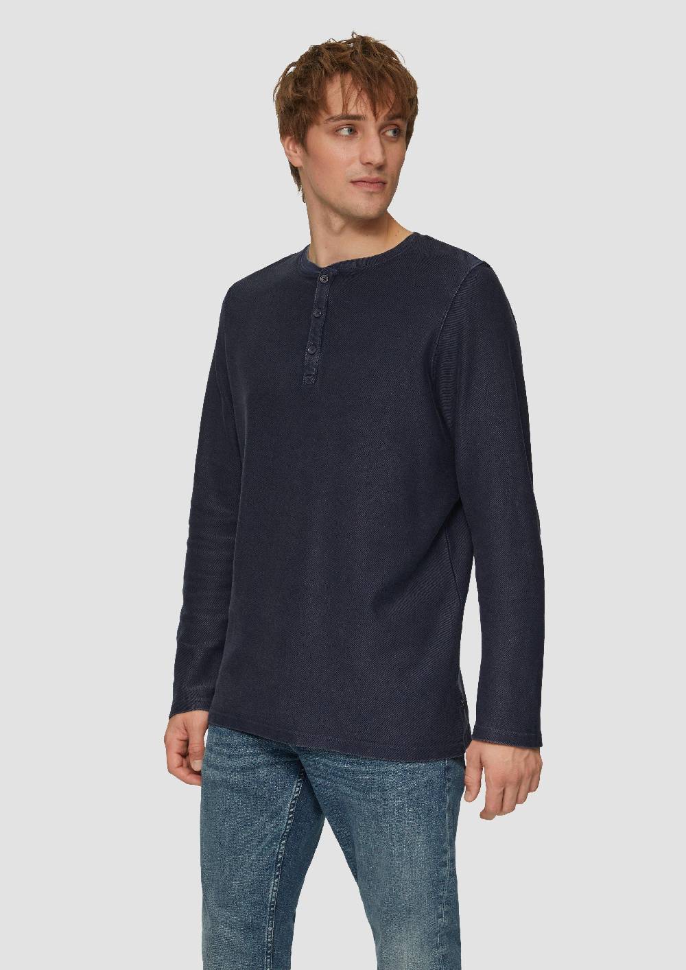 s.Oliver Longsleeve aus Strukturware mit Garment Dye Große Rabatte