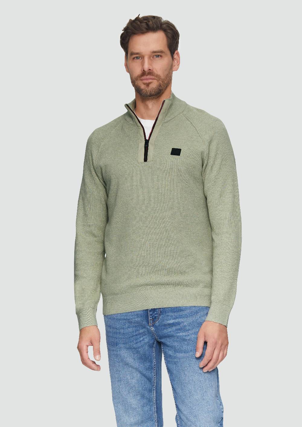 s.Oliver Strickpullover mit Troyer-Kragen und Strukturmix Bestseller