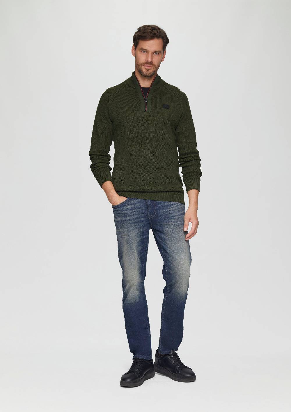 s.Oliver Strickpullover mit Troyer-Kragen und Strukturmix Bis zu 55% Rabatt