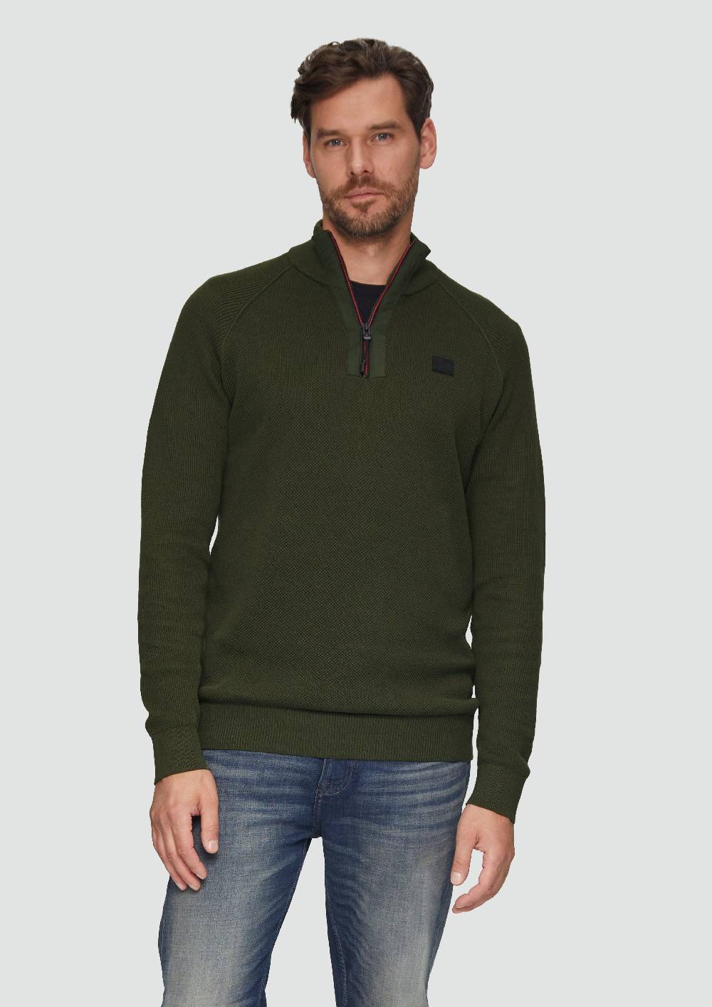 s.Oliver Strickpullover mit Troyer-Kragen und Strukturmix Bis zu 55% Rabatt