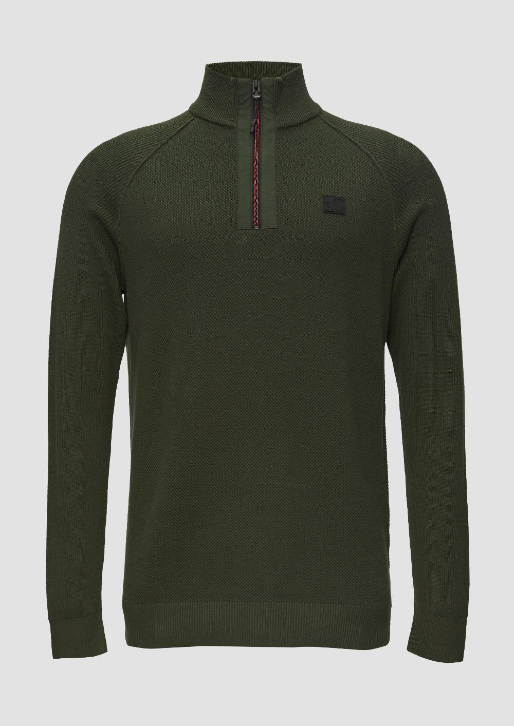 s.Oliver Strickpullover mit Troyer-Kragen und Strukturmix Bis zu 55% Rabatt